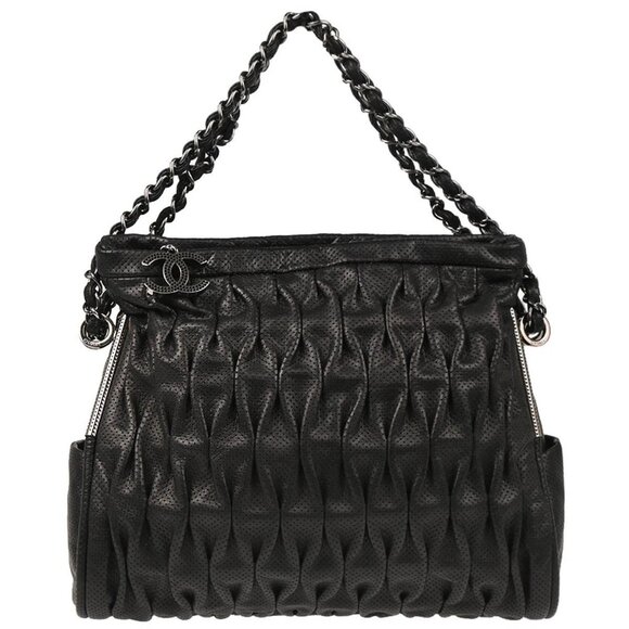 Chanel Black Perforated Lambskin Handbag - Picture 1 of 12